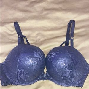 Silver lace bombshell bra